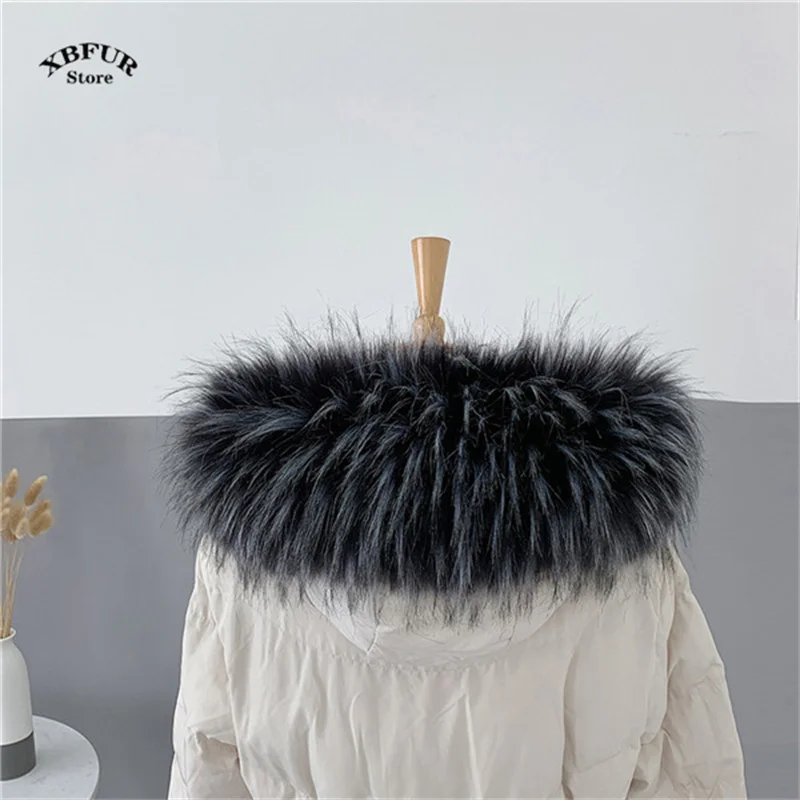 Écharpe en peluche moelleuse pour parkas, col en fausse fourrure, garniture chaude d'hiver, manteau en duvet, châle décoratif, écharpes rondes, mode