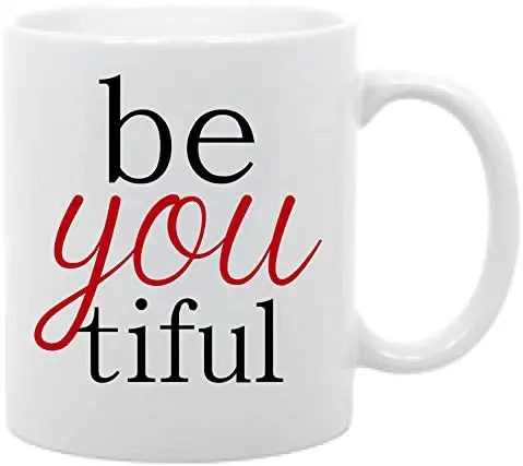 

Забавная керамическая кофейная кружка Be You Tiful 11 унций