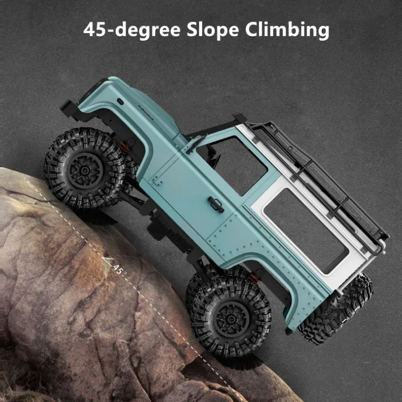 Voiture d'escalade tout-terrain RC 1/12 2.4G 4WD, jouet pour enfants, Simulation en alliage multi-Terrain, voiture de course tout-terrain avec lumière LED brillante, jouets