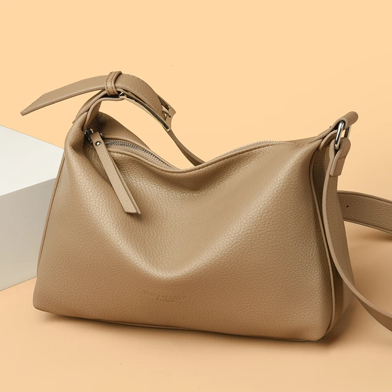Estilo retro bolsas de alta capacidade lazer simplicidade bolsa de ombro de alta qualidade couro do plutônio cor sólida crossbody saco para mulher