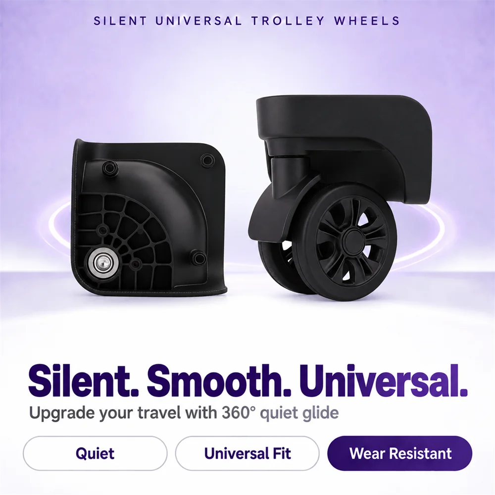 Universal Silent Luggage Wheels, 360° Spinner Caster Wheels for Suitcase Trolley Bag, Smooth Rolling Durable Replacement Travel