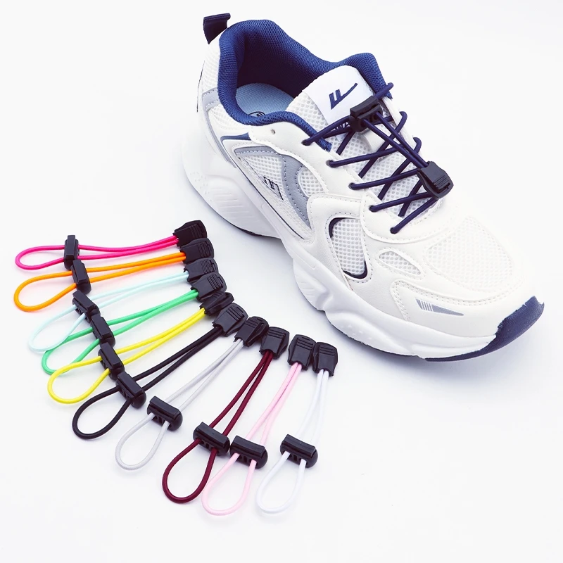 Square Plastic Locking Lace Adults Kids Tennis New Elastic Laces Without Ties Round Shoelaces Rubber Bands For Shoes Accessories