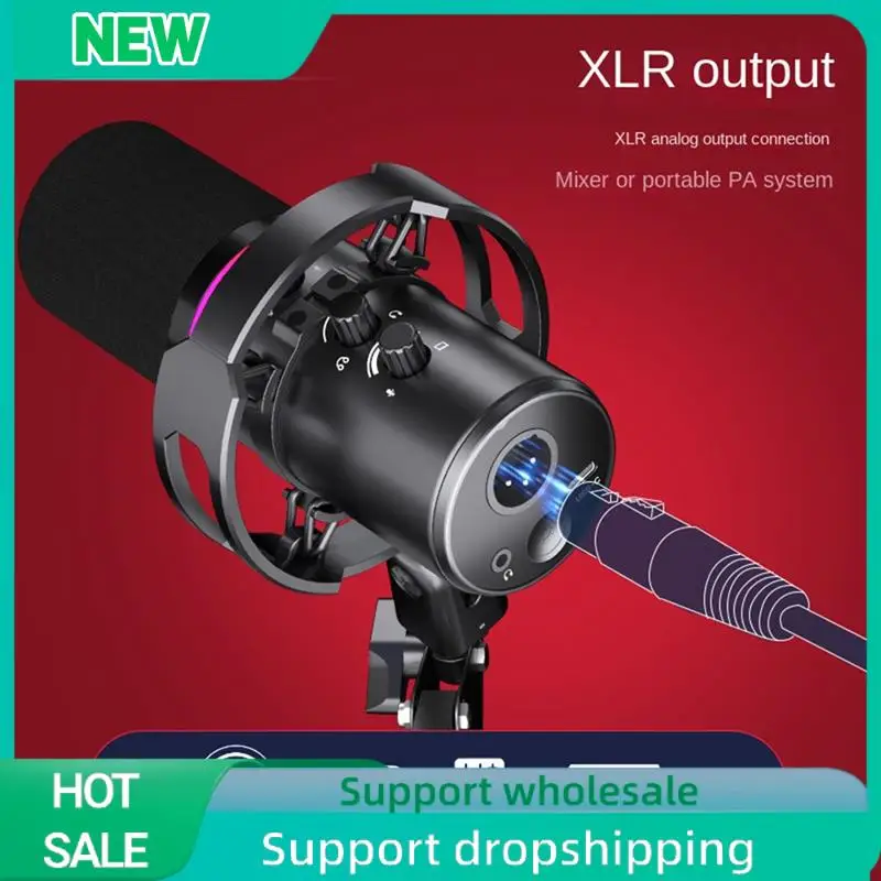 Solid Dynamic Microphone XLR Connect 48V Sound Card Recording Douring And Singing Equipment USB Computer Game Live Microphone