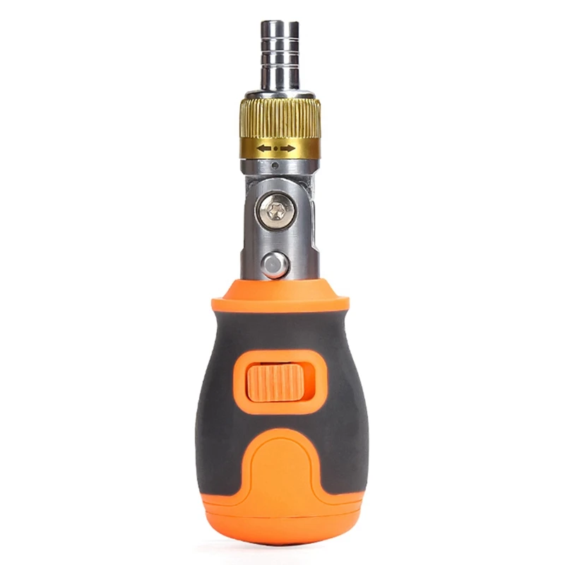 hot sale Eight in One Portable Multi-Function S2 Batch Head 2-Way Ratchet Adjustable Angle Screwdriver Maintenance Kit Orange