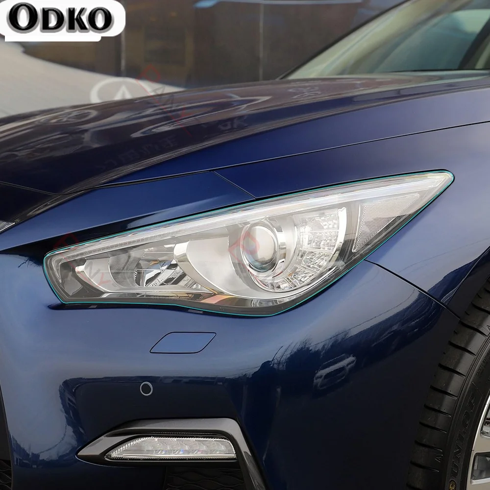 

For Infiniti Q60 Q70 QX60 QX30 QX50 QX80 Q50 Car Headlight Protective Film Headlamp Transparent Black TPU Protective