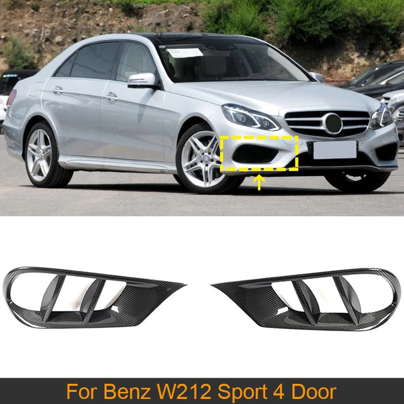 Carbon Fiber Front Bumper Air Vent Cover Trim For Merecedes-Benz W212 Sport 4 Door 2014-2016 Car Front Fog Lamp Grill Cover