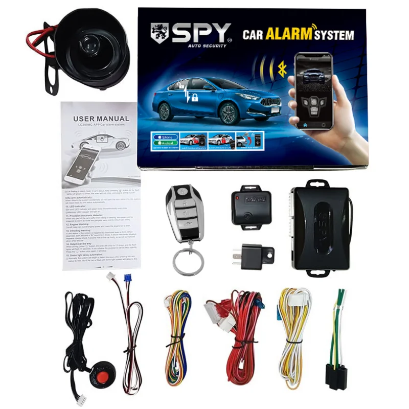 Автомобильная сигнализация SPY One Way с ручным запуском и остановкой двигателя (1 металлический пульт + приложение)