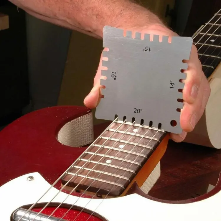プロのギターネックアーク定規、指板フレットワイヤー測定、キャリパー弦、溝のある歯の弦楽器製作者ツール