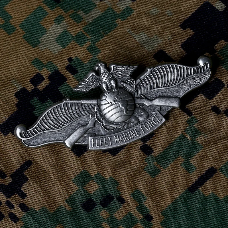 Fleet Marine Force Skill Qualification Badge Metal Badges Chest Brooch Medal for Military Enthusiasts Decoration Crafts 1PC