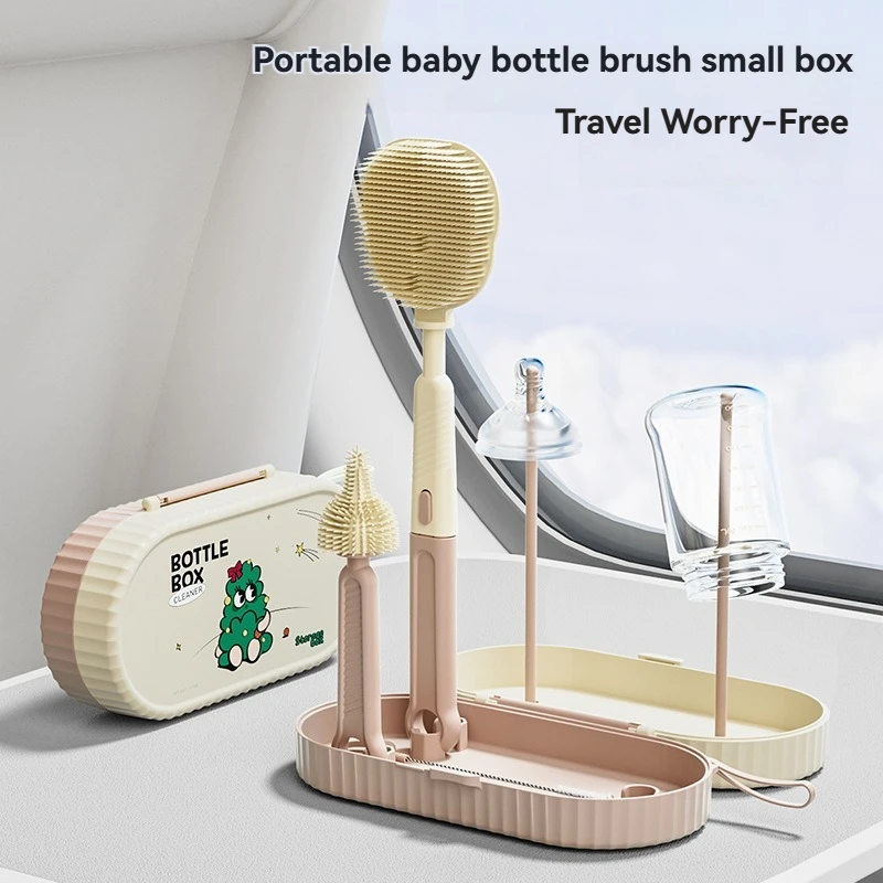 

Baby Bottle Brush Multifunctional Portable Straight Handle Baby Bottle Nipple Brush Water Cup Container Cleaning Cup Straw Brush