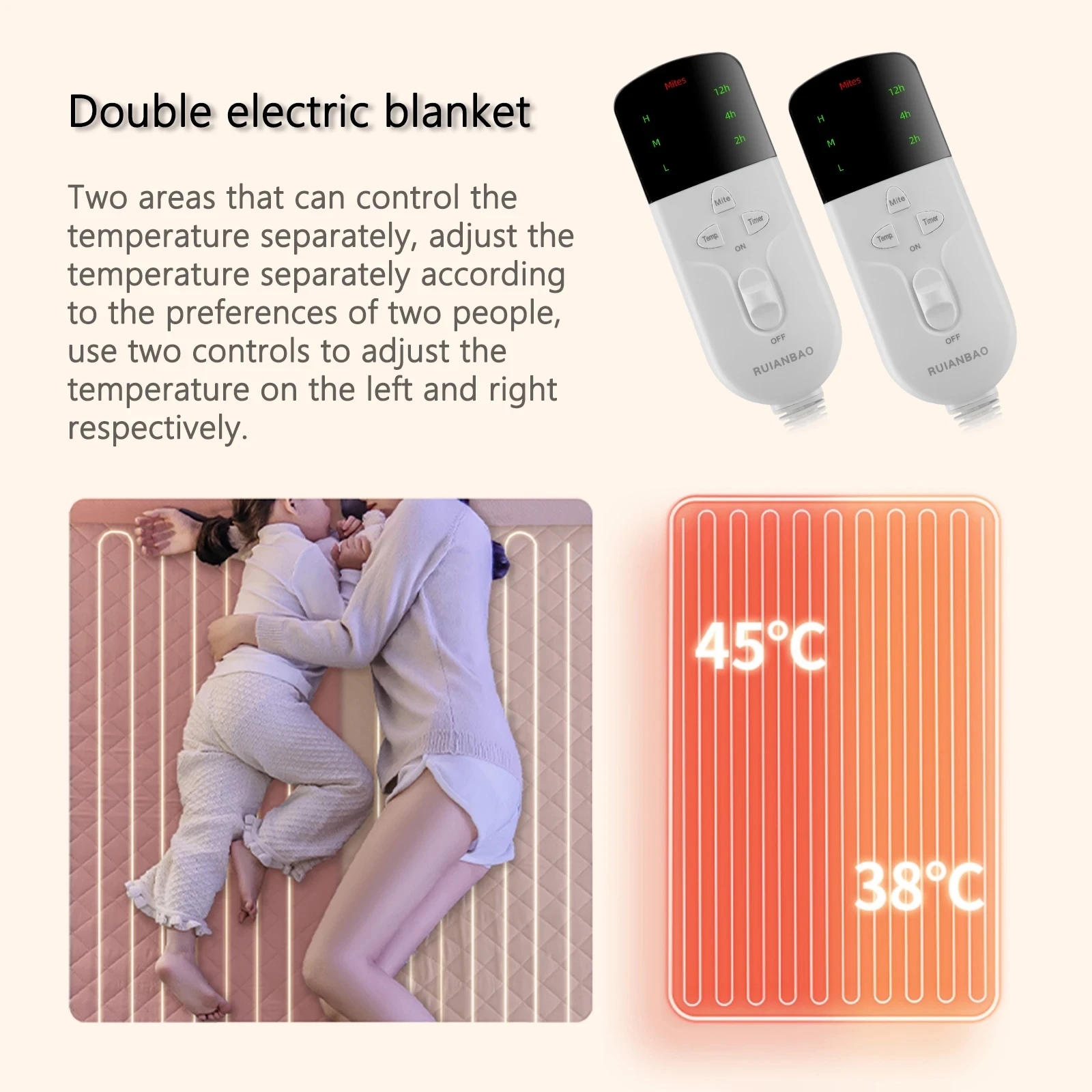 RUIANBAO Heated Blanket Electric Blanket Timer Heated Pad 220V 150*80cm Thermal Mattress Winter Body Warmer Heated Bed Warmer