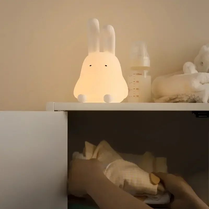 

Rabbit Night Lights Touch Sensor RGB LED Light Dimmable Soft Silicone Bunny Lamp For Children Bedside Room Gift cute wall decor