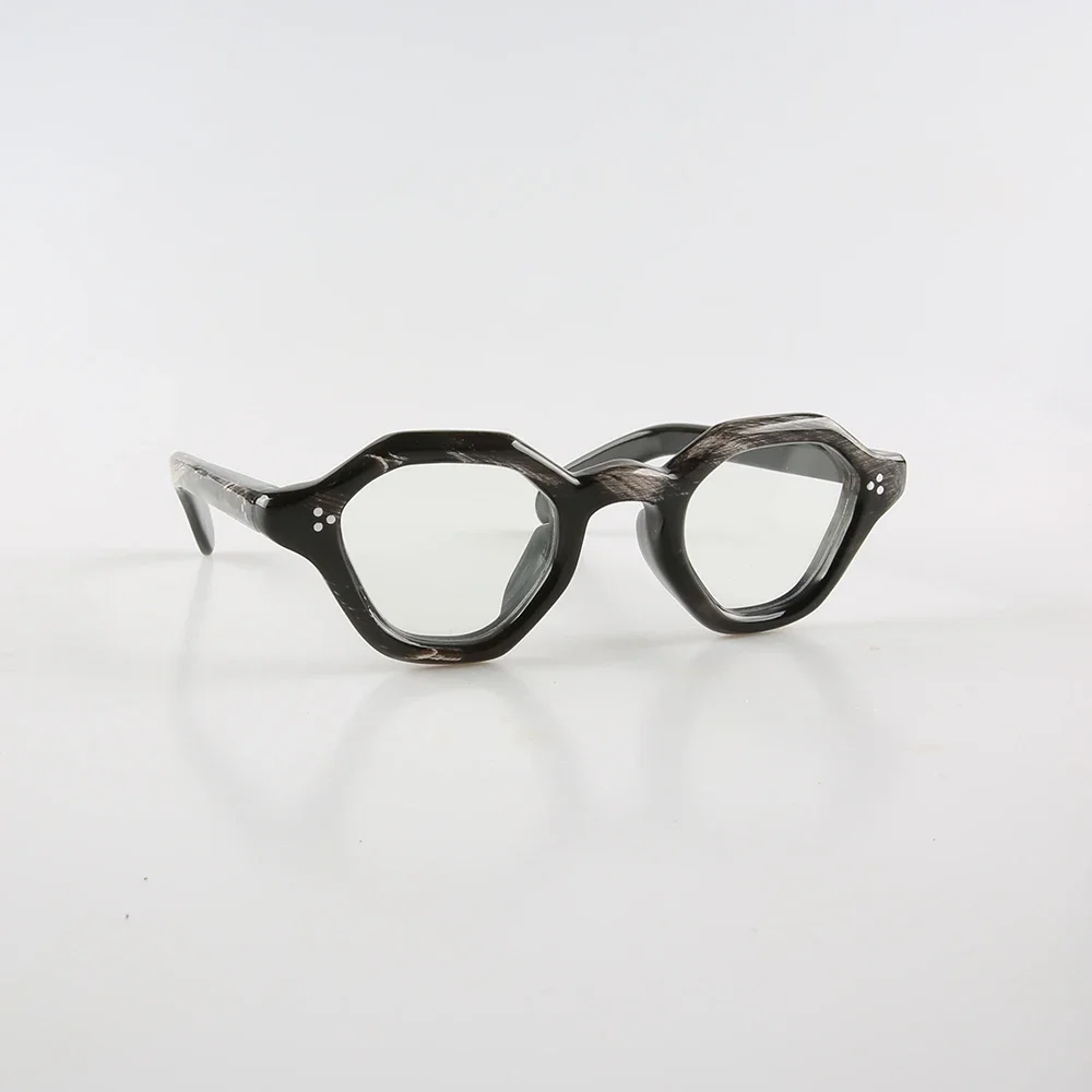 Eyeglass Frames Vintage Myopia Handmade Buffalo Horn Prescription Man Glasses Frames Polygon Unique Optical Lenses Eyeglasses