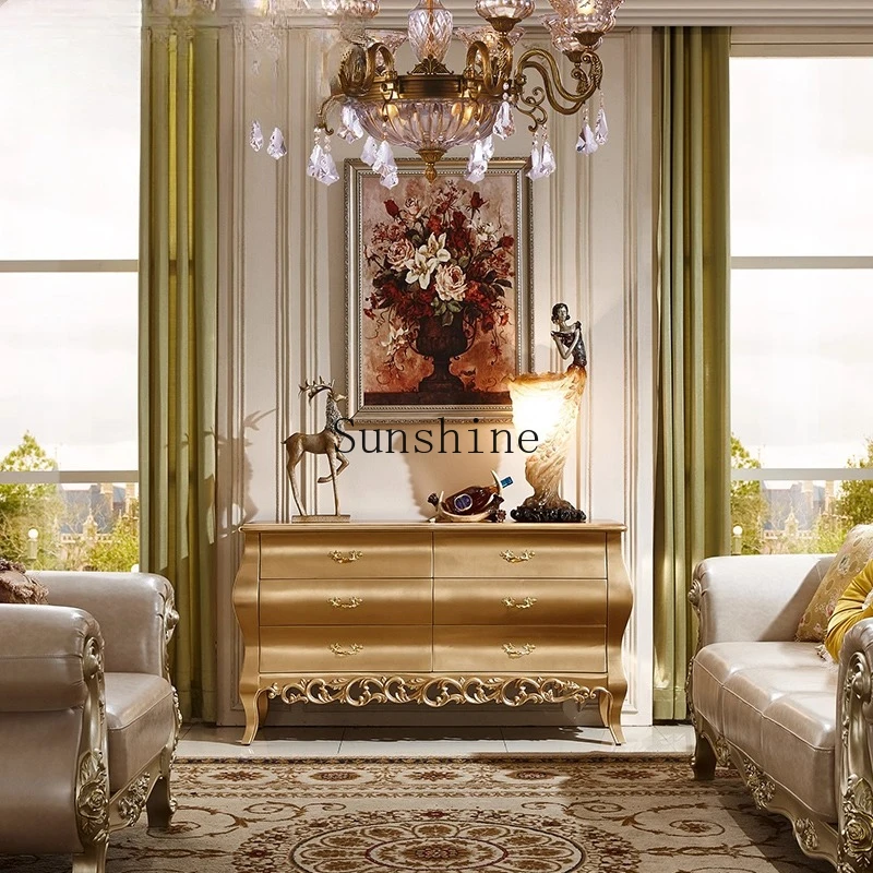 

European-style entrance, living room storage, home partition, door decoration, retro decorative cabinet