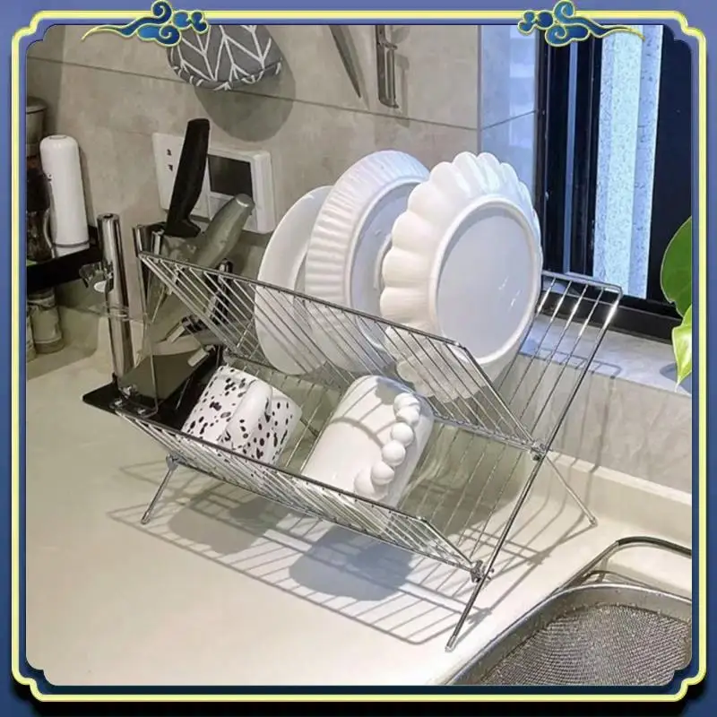 

A56P-Drain Rack Dishes Foldable Kitchen Household Storage Drying Dishes Rack Multifunctional Kitchen Take Rack