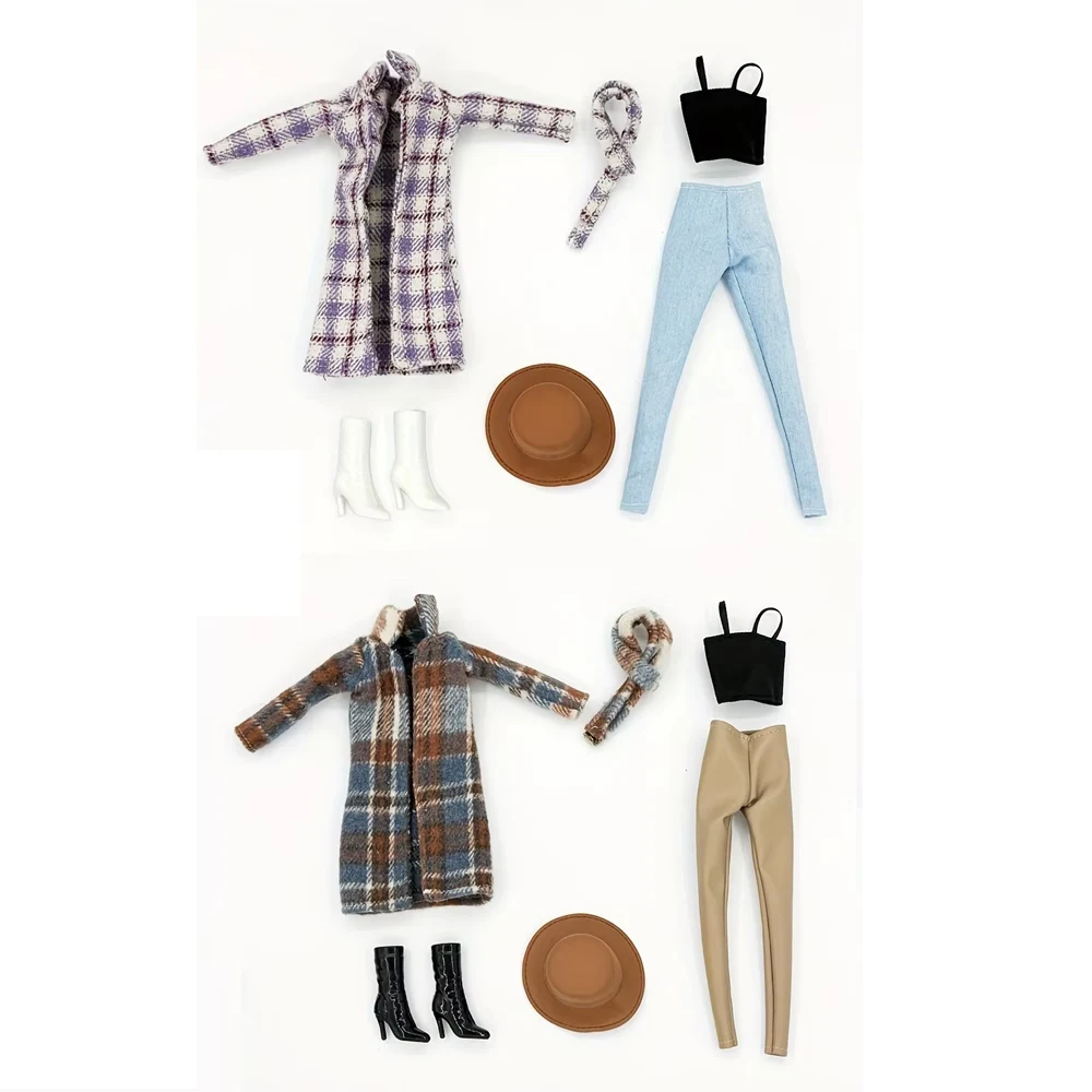 11. 5インチのスタイリッシュでエレガントな人形の衣装セットには、コート、ロングパンツ、アクセサリー、プリンセスハット、ロングブーツ、靴が含まれています。