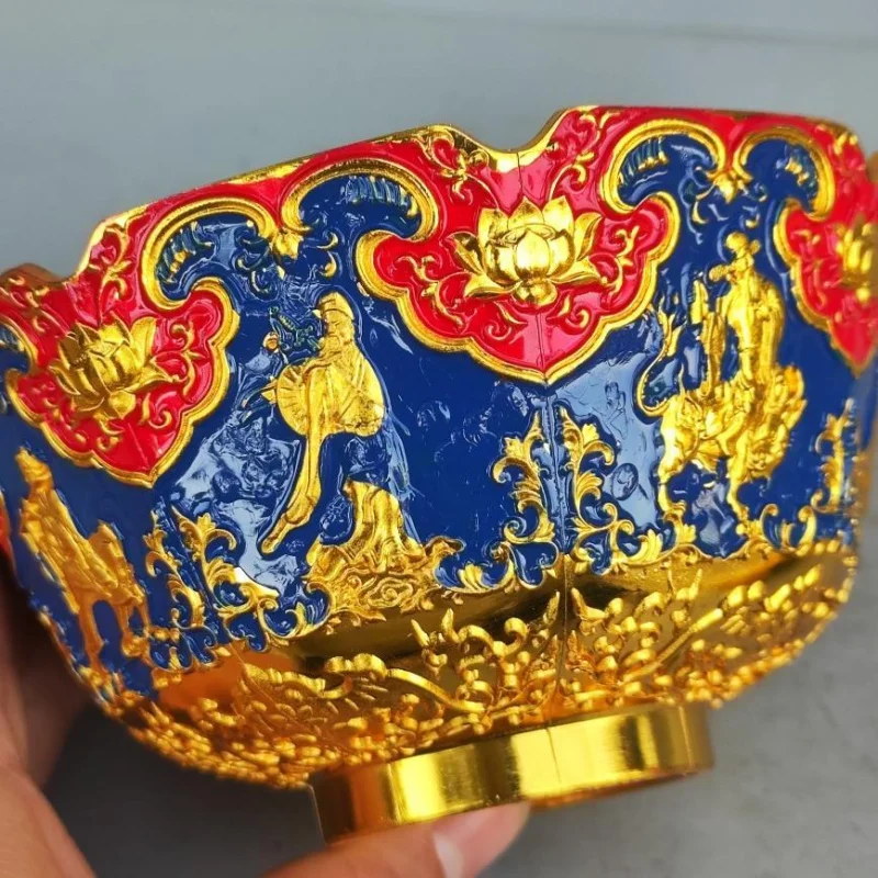 

Antique Collection Qing Dynasty Qianlong Year Cloisonné Eight Immortals Gilded Painted Bowl Imitation Antique Home Decor Ornamen