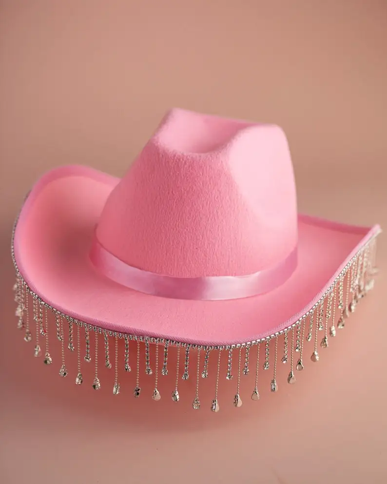 White Diamond Fringe Bride Cowgirl Hat Bride Hats Mrs. Cowboy Hat Bridesmaid Gift Bridal Summer Country Western Hat