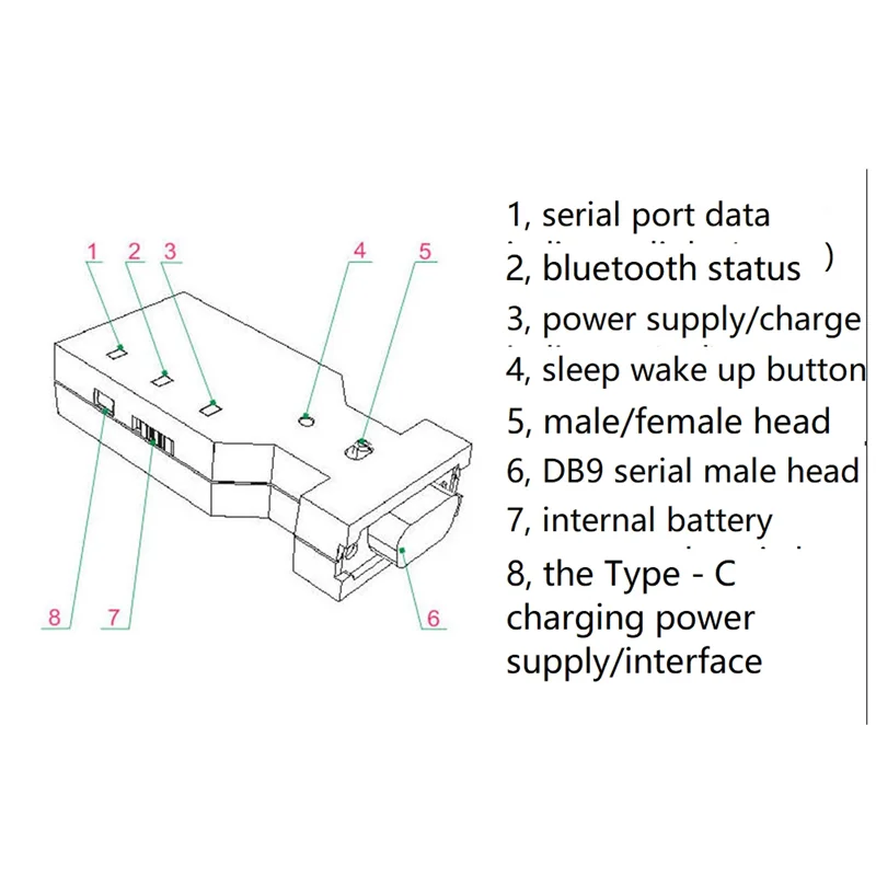 BT578 V3 RS232 Wireless Male and Female Head Master-Slave for Total Station Serial Port Compatible Bluetooth Adapter