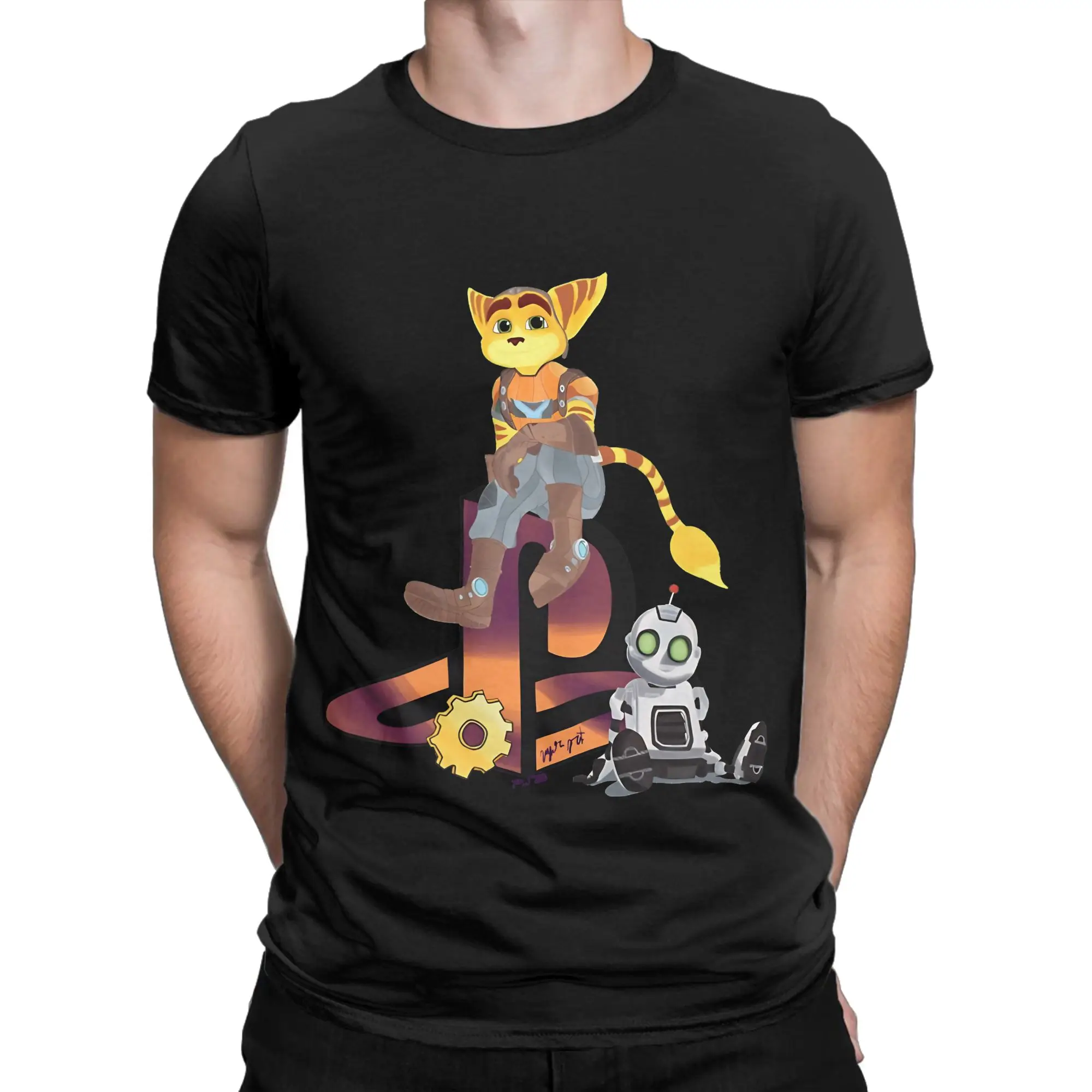 Futuristic Creature  Classic Ratchet & Clank Graphic 100% Cotton T-Shirt Tees Tops For Men