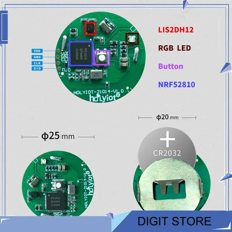 1 PCS NRF52810 Etiqueta de baliza con sensor acelerómetro BLE5.0 Bluetooth Módulo de bajo consumo de energía Ibaliza, negro