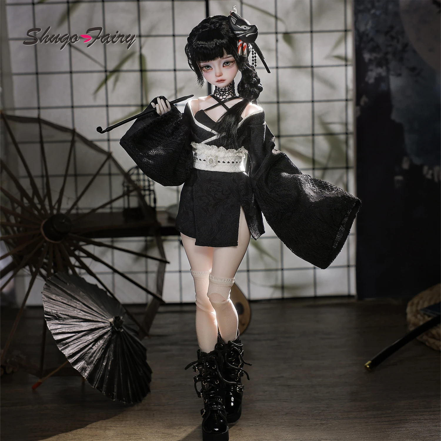 دمية Kikyou E Bjd 1/4 مجموعة كاملة من المحارب أنثى باري صدر كبير ياباني Y2k نمط ياكوزا الأميرة Wafuku المافيا Shugafairy #5