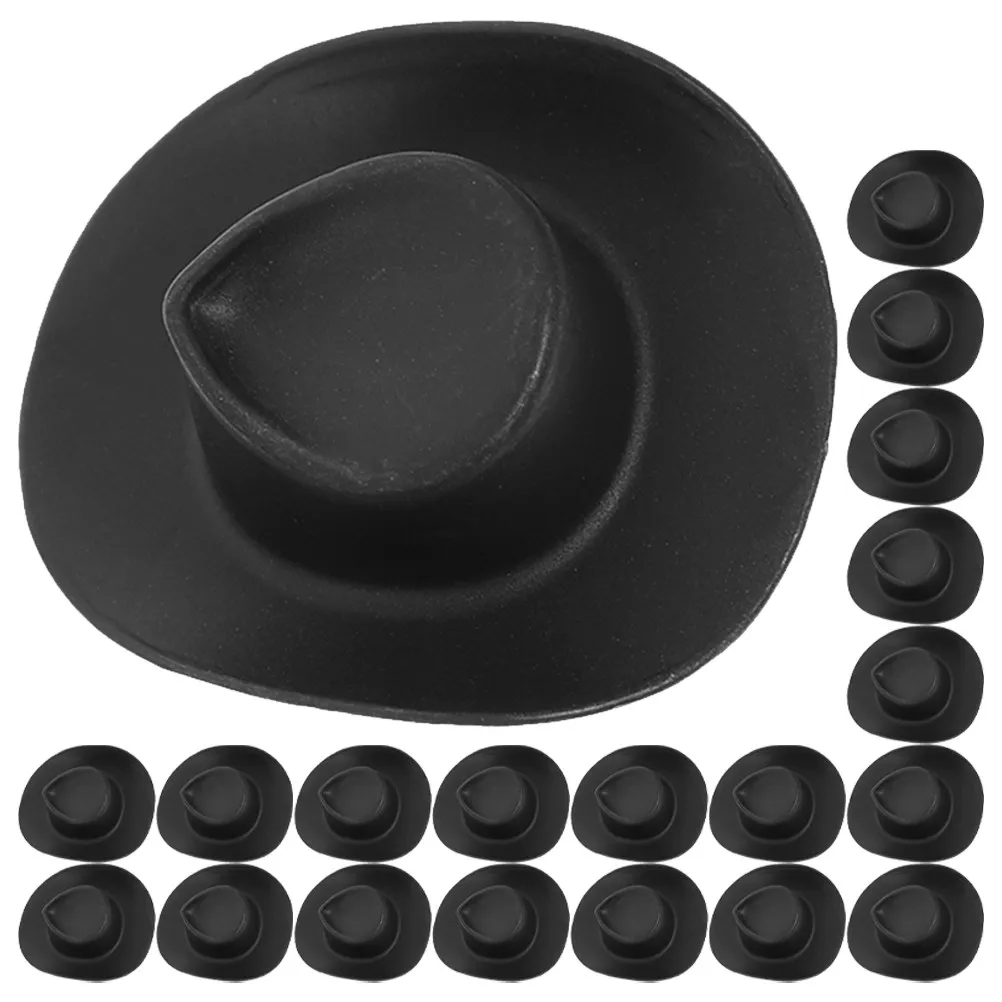 Mini Cowboy Hats 20pcs for DIY Crafts, Cake Toppers, Party Decor – Lightweight Realistic Small Hats