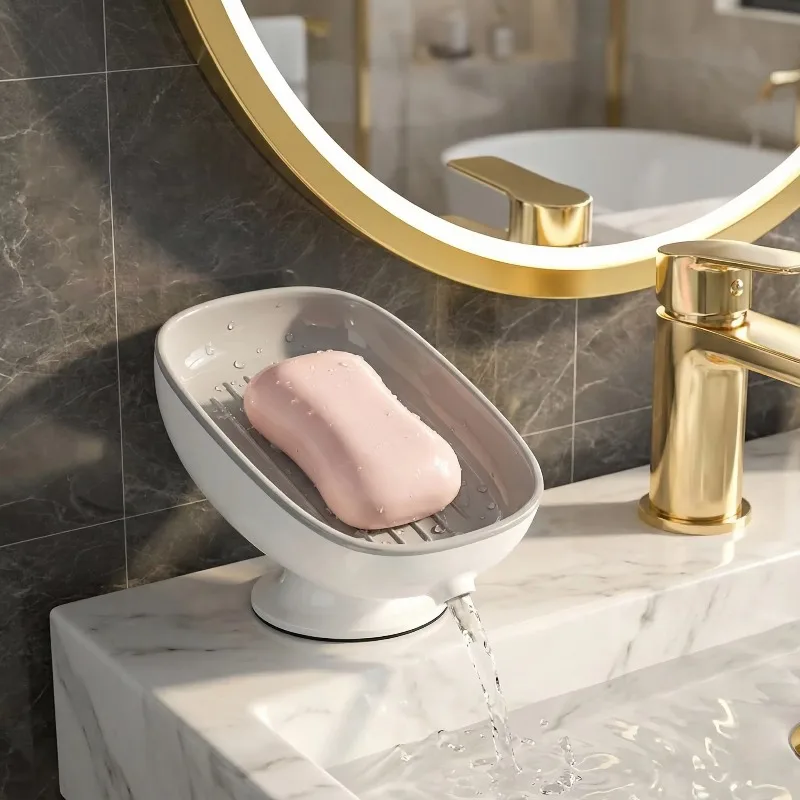 

Leaf Shape Soap Holder Non-slip Suction Cup Soap Dish Drainage Storage Rack Sponge Tray for Kitchen Sink Bathroom Gadgets