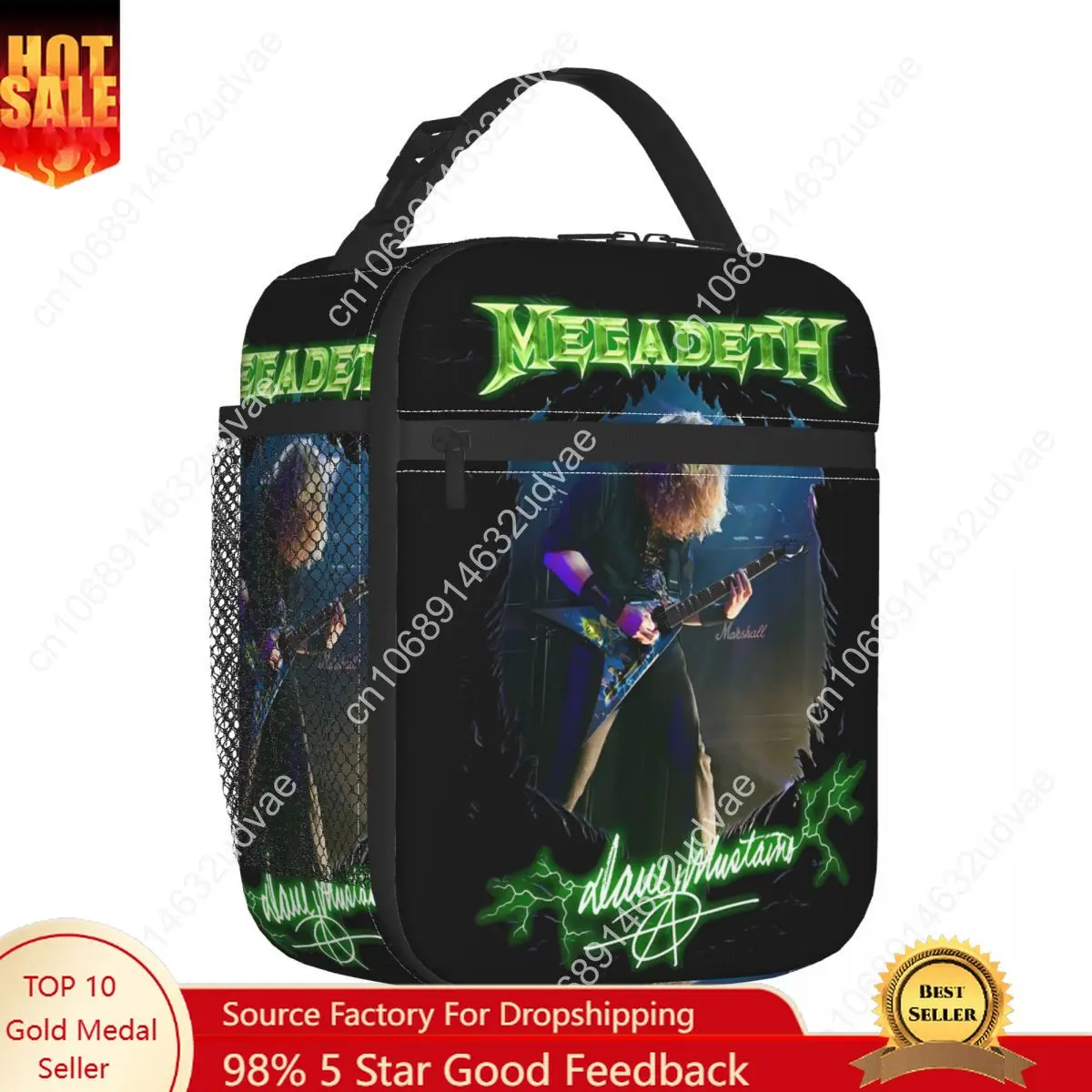 Megadeths Rock Band Dave Mustaine Thermal Insulated Lunch Bags for Travel Reusable Bento Box Thermal Cooler Food Box