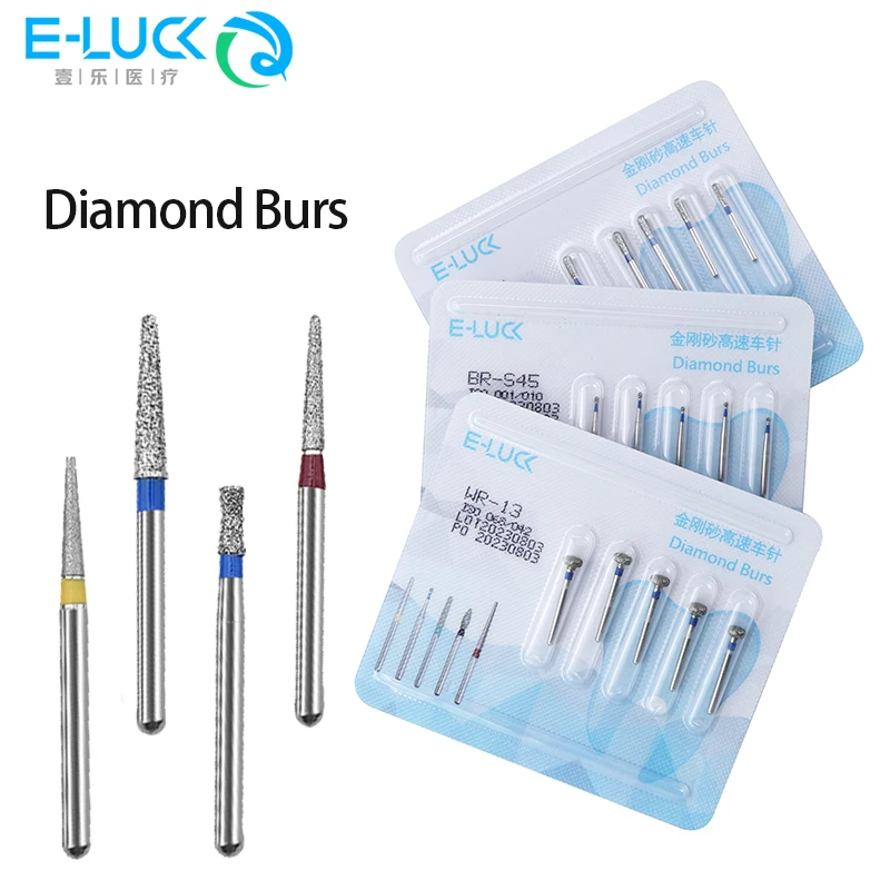 5pcs/pack Dental Diamond Burs FG 1.6mm Bur Drill Standard Dentistry Drills Dentist Tools FG High Speed Handpiece