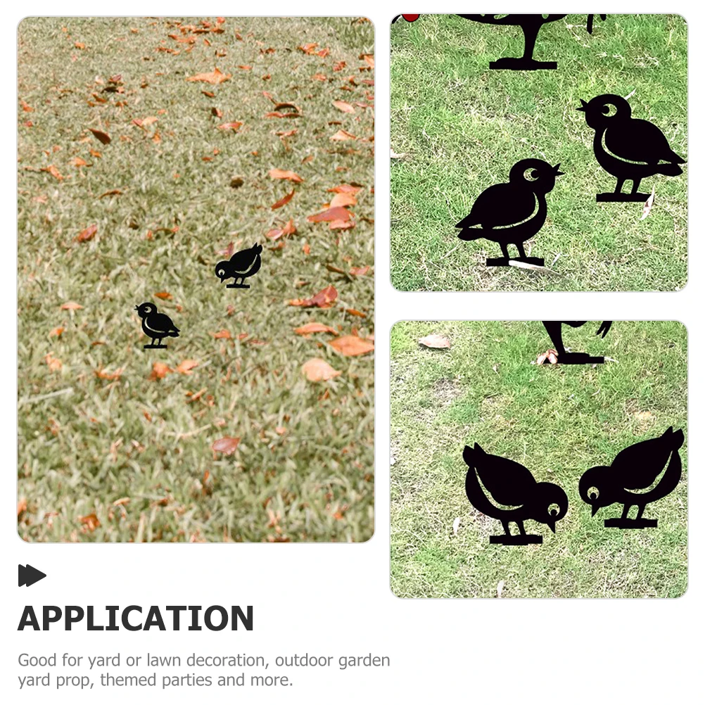 

2pcs Chicken Sign Lawn Yard Chicken Stake Durable Stakes Iron Decorative Stake For Outdoor Garden Yard Decoration Lawn Garden