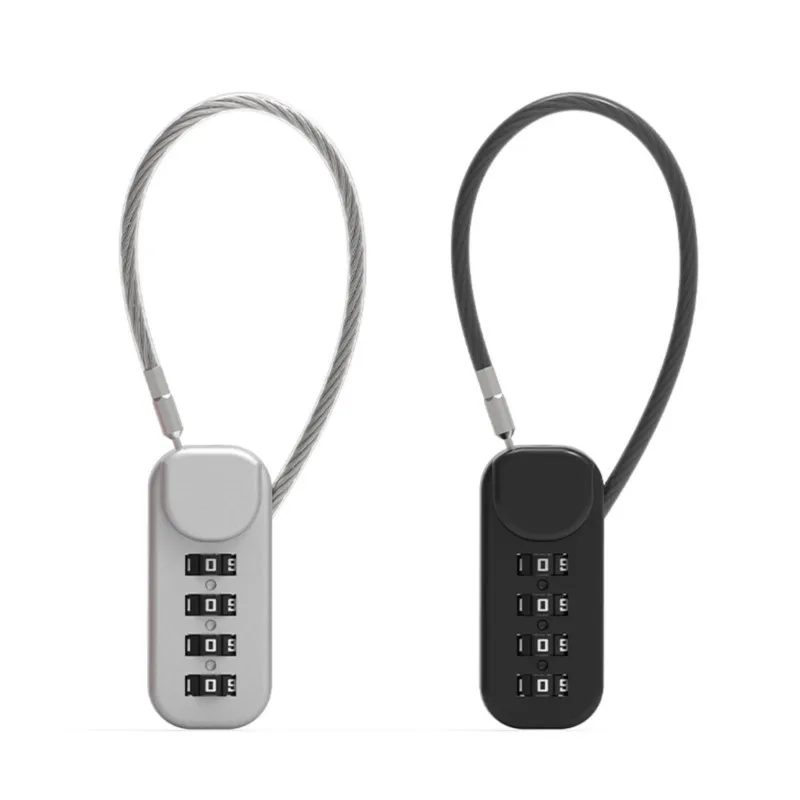 4 Digit Combination Code Number Lock With Spring Coil Wire Rope Colorful Code Lock for Travel Luggage Padlock Cabinet Locker