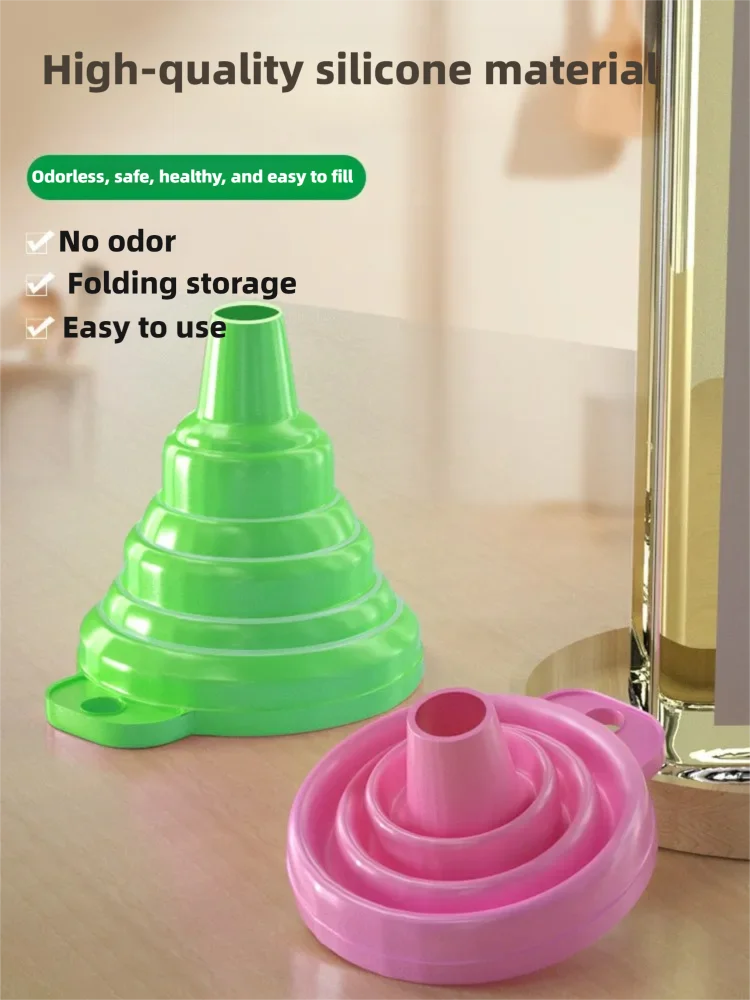 1-20Pcs 6cm Silicone Folding Oil Funnel Household Oil Filling Funnel Oil Pot Leakage Expandable Large Diameter Liquid Separato