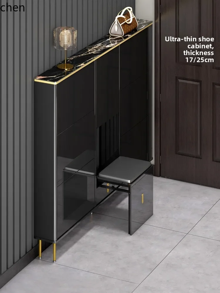 HXL Black Ultra-Thin Shoe Cabinet Hot-Selling Entryway Narrow Flip Shoe Cabinet