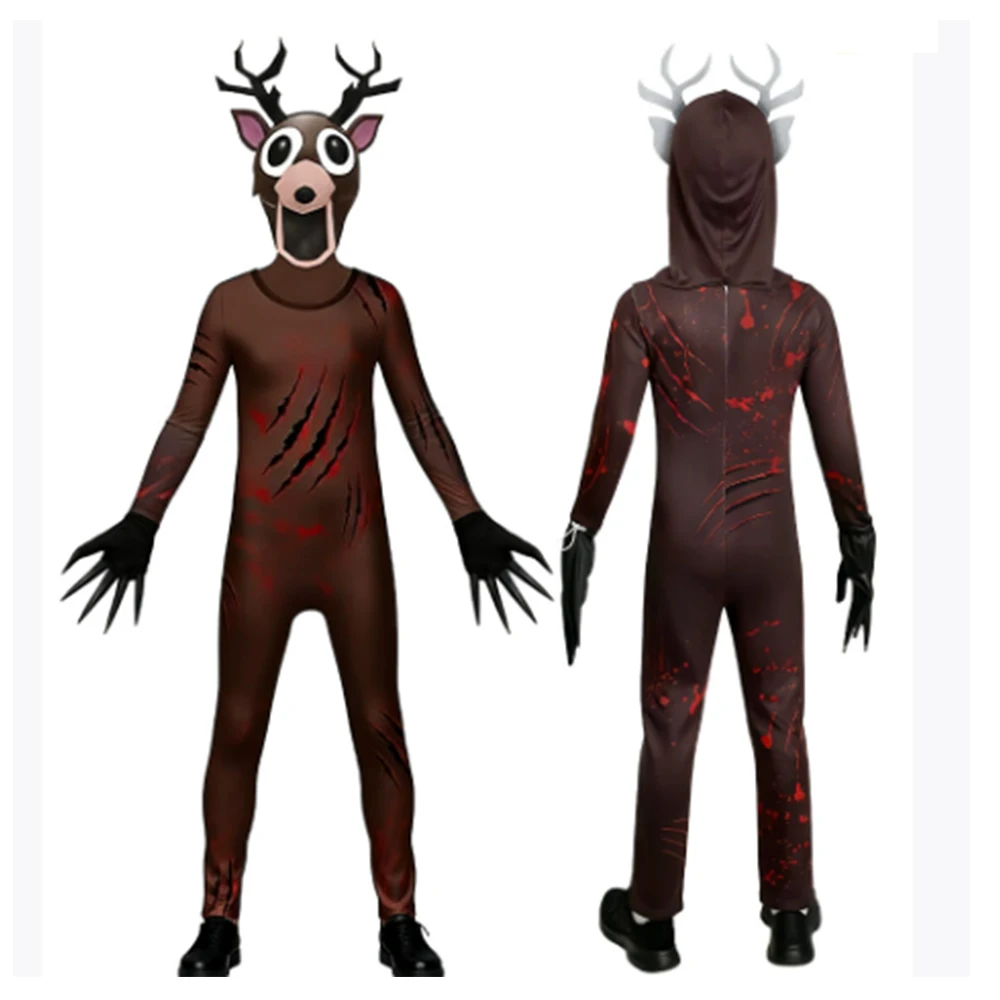 99 ليال في الغابة الغزلان زي تأثيري الزي الرهيب هالوين زي للطفل الكبار كابوس الرنة هدية الكريسماس