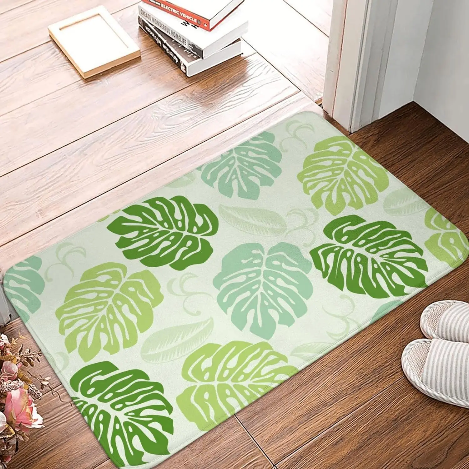 Estate hawaiana foglie tropicali tappeto foglie di palma Area tappeto per soggiorno camera da letto Decor foglia verde tappetino ingresso zerbino