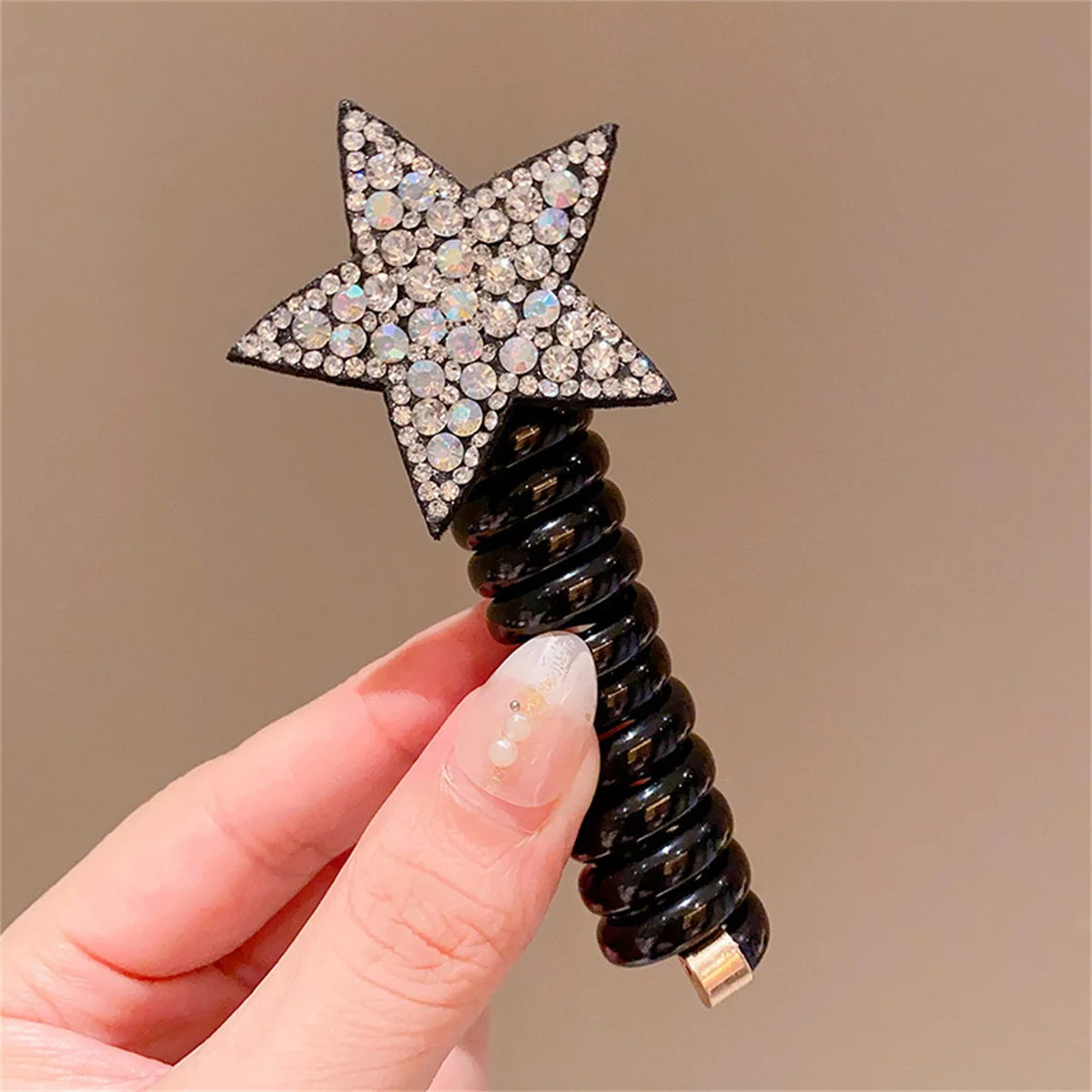 1Pcs Rhinestone Star Hair Tie Ponytail High Elastic Durable Scrunchies Hair Bands for Girl Korean Hair Ropes Bands image 3