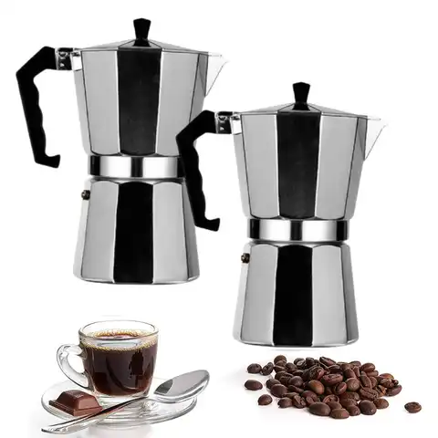 Moka Pot Italian Coffee Machine Espresso Aluminum Geyser Coffee Maker Kettle Latte Stove Classic Coffee Barista Accessories