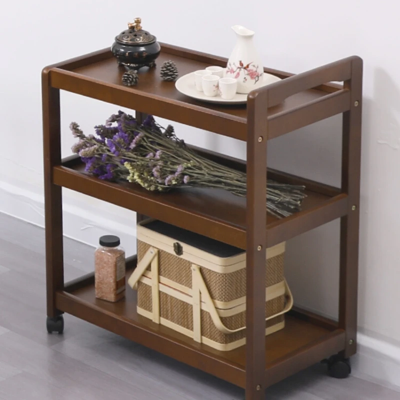 

Solid wood dining cart, small cart, mobile tea and beverage , wooden food delivery restaurant home handcart, storage