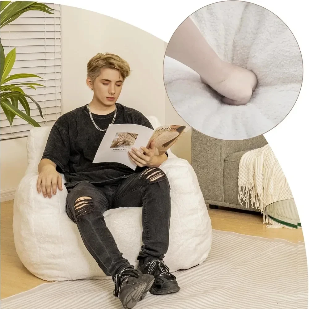 Bean Bag Chair with Filler, Bean Bag Sofa with Tufted Soft Stuffed Filling, Fluffy and Lazy Sofa, Comfy Cozy BeanBag Chairs