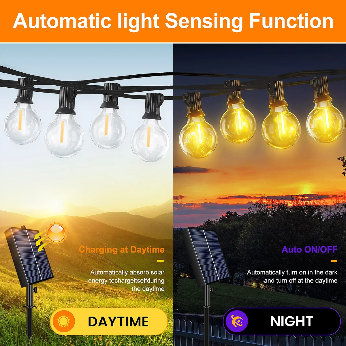 Aiopp G40 Solar-Lichterkette mit Fernbedienung, 3/5/8-Stunden-Timer, dimmbar & 8 Modi, bruchsichere LED-Hängelampen für Party und Garten – Detail 3