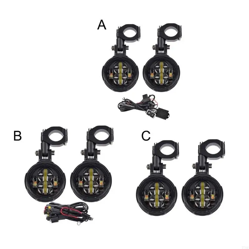 77HF 2Pcs Universal Motorcycle Fog Lights Auxiliary Driving Light Aluminum Housing for Enhanced Visibility