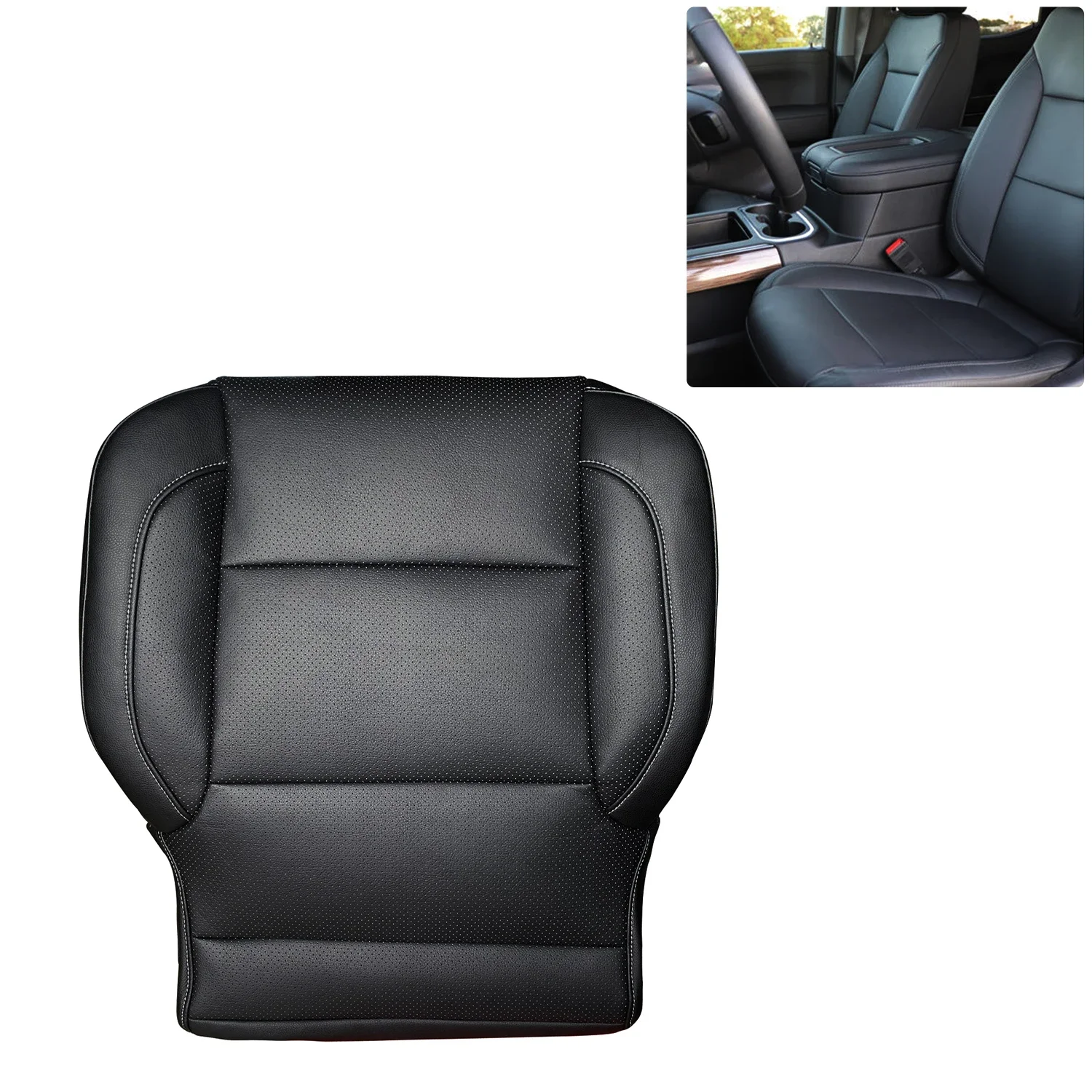 

Driver Side Bottom Leather Seat Cover Compatible for S-ilverado LTZ 2014-2019 Replaces FRSD0307DBGL