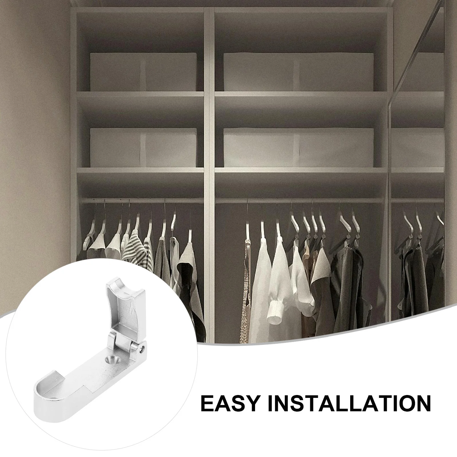 

2Pcs Aluminum Alloy Wardrobe Rod Socket with Thickened Flange for Enhanced Stability Closet Rod End Support Bracket for Bathroom