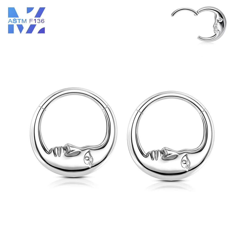 1Pcs 316L Stainless Steel Nose Ring Moon Elderly Earring Earrings Nose Jewellery Earrings Closed Circle Body Piercing Jewellery