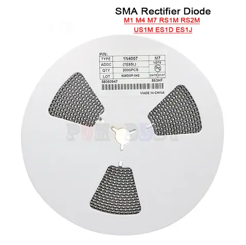 2000PCS 1N4001 M1 1N4004 M4 1N4007 M7 FR107 RS1M FR207 RS2M HER108 US1M SF18 ES1J SF14 ES1D DO-214AC SMA Rectifier Diode