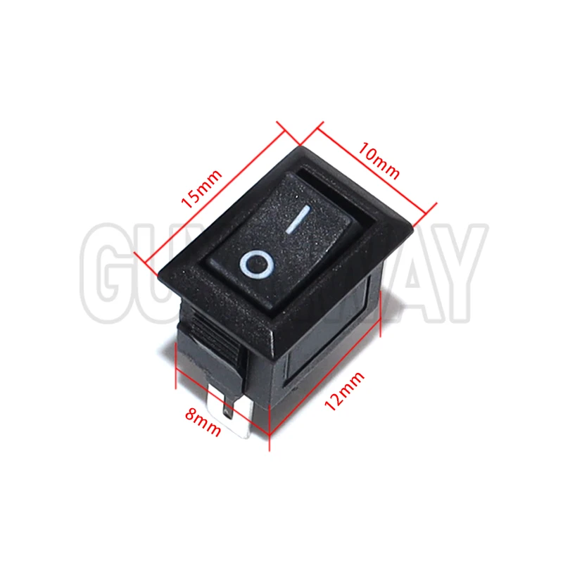 5개 자동차 트럭 보트 원형 로커 250V 3A 2핀 ON/OFF 토글 SPST 스위치 로커 스위치 10x15mm