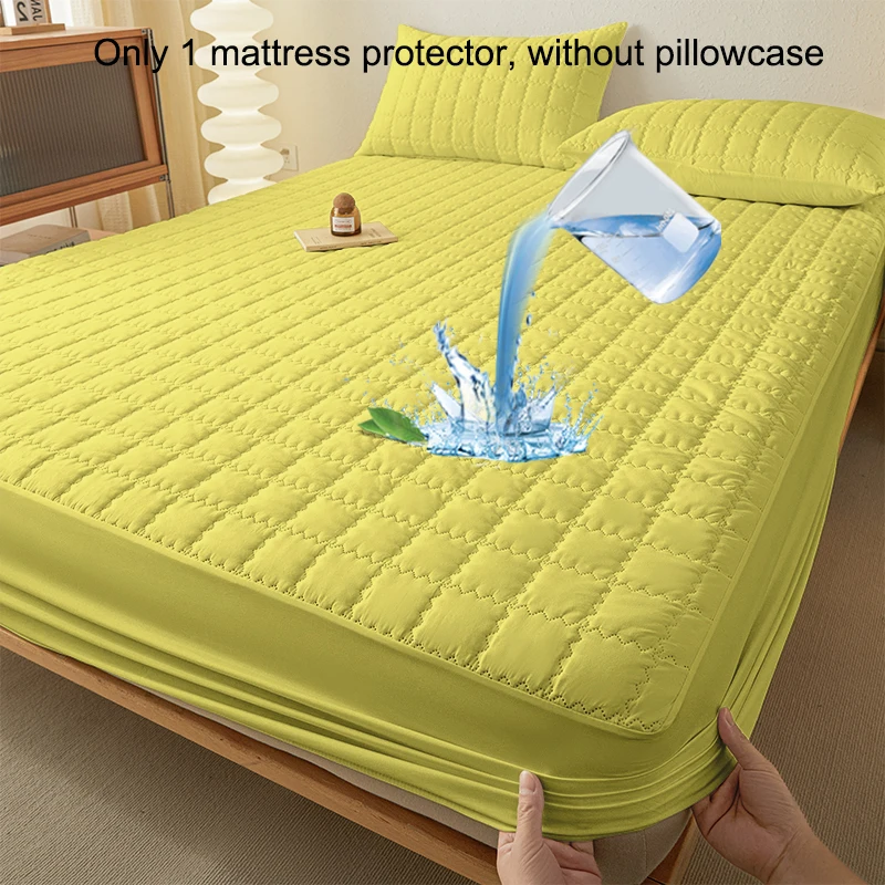 

1 simple modern square Waterproof laminated Fitted Sheet,Bright yellow color bed cover for bedroom,bedding(excluding pillowcase)