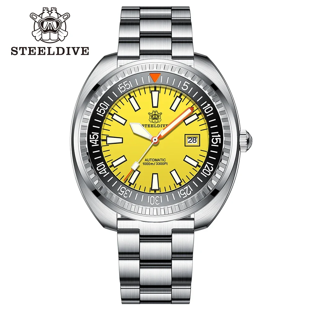 STEELDIVE  SD1983  Yellow Dial 49MM Big Size 1000M Waterproof  NH35 Automatic Ceramic Bezel  Mens Dive Watch