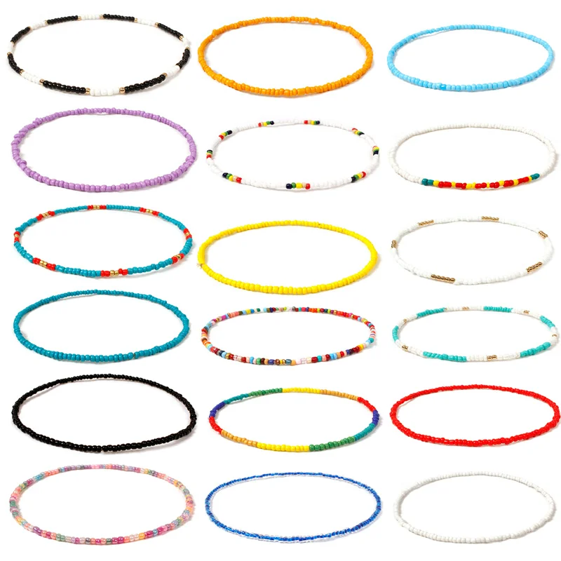 2023 Bohemia Style Beaded Necklace Multicolor Chokers Charm Necklaces Sweet Neck Chain Jewelry For Women Girls Wholesale